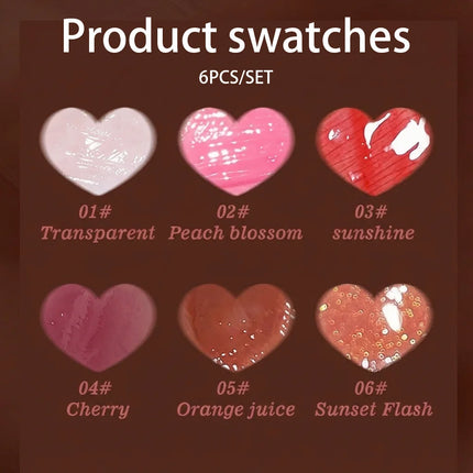 6 Pcs Moisturizing Lip Oil Set Lip Gloss, Soft Brush Tip, Long Lasting Lip Combo Set Hydrating Lip Care, Portable Travel Size.