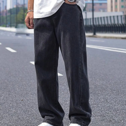 2025 New Men's Casual Long Jeans, Classic Men's Straight-Leg Jeans & Wide-Leg Jeans, Solid Color