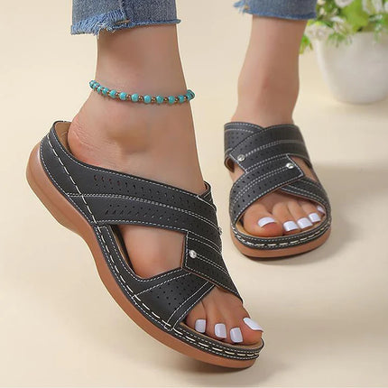 Heels Women's Sandals Peep Toe Shoes For Summer Women Sandals Wedge Heel Sandalias De Mujer Heeled Summer Sandals Woman Slippers