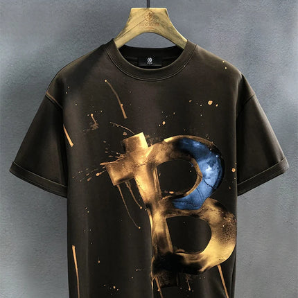 Supzoom New Arrival Summer High Street Splash Ink Printing Neutral O-neck Casual Heavy Texture Cotton Ins Loose Men T shirt