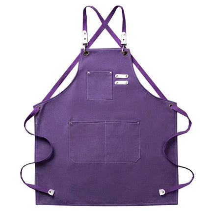 New Fashion Canvas Kitchen Aprons For Woman Men Chef Work Apron For Grill Restaurant Bar Shop Cafes Beauty Nails Studios Uniform