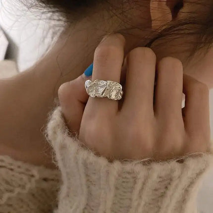 925 Silver Broken Ring Adjustable Vintage Jewelry Layered Women Ring Girl Fashion Accessories Party Birthday Gift Trendy