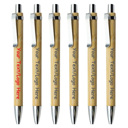 20/50/110PCS Customizable Bamboo Ballpoint Pens Smooth Writing Ideal for School Teachers Offices Advertising Promotional Pens