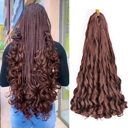 French Curl Braids Hair 22“Loose Wave Bouncy Synthetic Spiral Curls Braiding Hair Extensions Ombre Pre Stretched Hair For Women