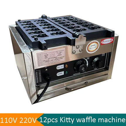Hot Sale 12pcs Electric Waffle Maker Cat Shape Waffle Machine Mini Cute Shaped Waffles Machine New Arrival Taiyaki Waffle Maker