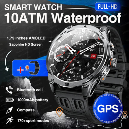 2026 New Built-in GPS Military Smart Watch Compass Barometric Altimeter 10ATM Waterproof Sports 1000mAh Battery Smartwatches Men