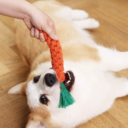 Chew Toys For Small Dogs Puppy Cleaning Teeth Bite Resistant Carrot Cotton Rope Pet Playing Toy Accessories Pet Supplies