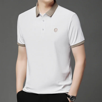 2024 Men's New Embroidered Cotton Business Casual Short Sleeve POLO Shirt Fashion Short Sleeve Comfortable and Breathable Top