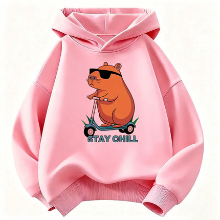Funny Stylish Capybara Fashion Design Sweatshirt Children's Hoody for Boys Girls Autumn Winter Casual Hoodies