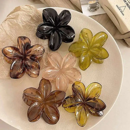 Korean Hawaiian Gradient Flower Hair Claw Clip For Women Girl Fashion Plastic Non-Slip Hold Hairpin Barrette Hair Accessories