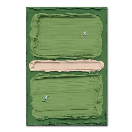 Mintura,Handpaintd Abstract Texture Green Tennis Court Oil Painting on Canvas,Modern 3D Knife Art Poster,Wall Picture,Home Decor