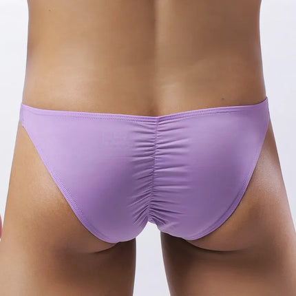 Large Size Wrinkle Male Briefs High Elastic Ice Silk Man Underwear Solid Color Youth Thin Section Comfortable Breathable Sexy