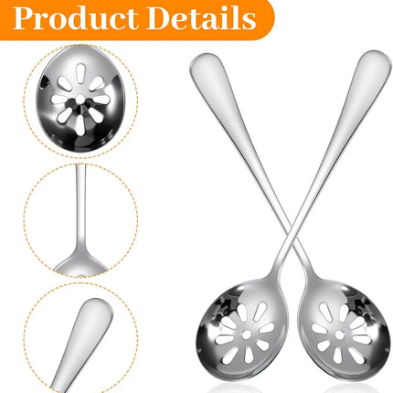 3 Pcs Stainless Steel Slotted Spoon 7.8 Inch, Strainer Spoon for Cooking, Buffet, Restaurant, Kitchen, Soup, Dips, Cereals (10 Holes)