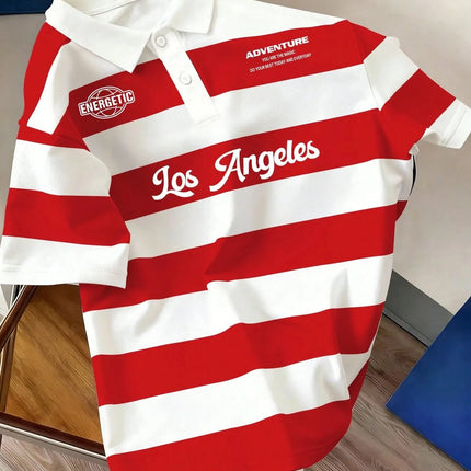 2026 Summer Best-selling Men's Short-Sleeved Polo Shirt with 3D Stripes Pattern Print for Outdoor Sports Leisure and Fashion