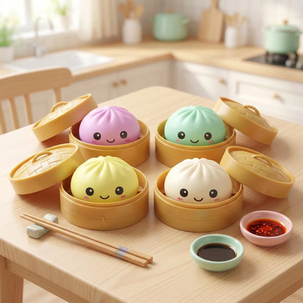 Dumpling Squishy Squeeze Toys Smile Face Dumpling Anti-Stress Ball Soft Fidget Mystery Squishy Tabas Bun Slow Rebound Sqush Toys