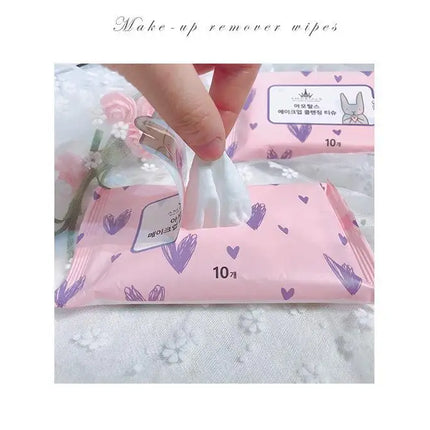Disposable Portable Makeup Remover Wipes Three-in-One Deep Cleansing Affordable 10 Pieces Set Convenient Travel Size