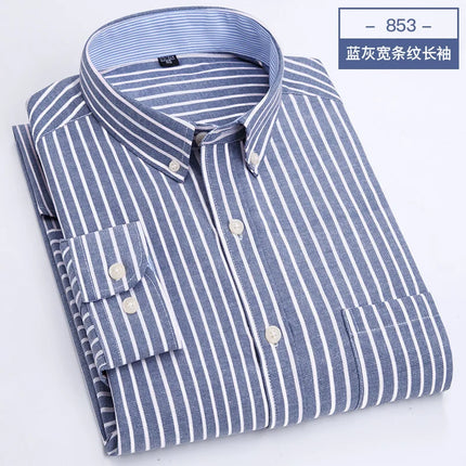 Men's Long-Sleeved Shirt Made of Oxford Fabric, Suitable for All Seasons, Trendy and Versatile, Perfect for Daily Office Wear.