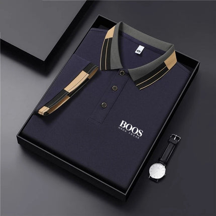 New men's high-quality short-sleeved polo shirt, summer fashion, casual, sweat-absorbing, breathable, cool T-shirt top
