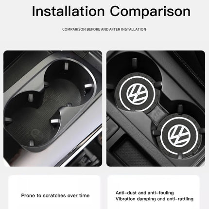 2Pcs Car Interior Coasters Silicone Water Cup Anti-slip Mats For VW Tiguan Arteon Taigo Caddy CC e-up! Golf Polo Passat Amarok