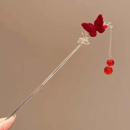 Rose Flower Hair Stick Tassel Hairpin Chinese Wedding Accessories Hairpin Hair Stick Female Hair Ornament Styling Tools