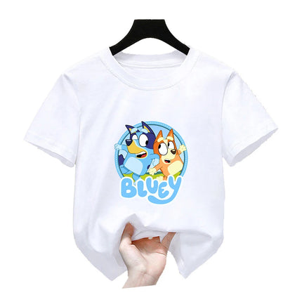 Bluey Girls T-shirt Kids' Clothing Summer Printed Cartoon Tees Short Sleeve Kids' Cotton Outfits Tops