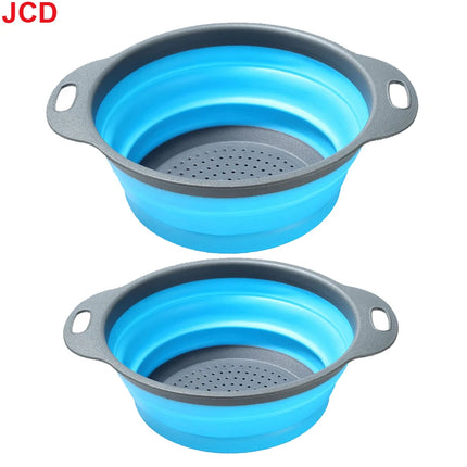 JCD 1pcs Fruit Vegetable Washing Basket Foldable Strainer Silicone Colander Dish Collapsible Drainer Filter Kitchen Storage Tool