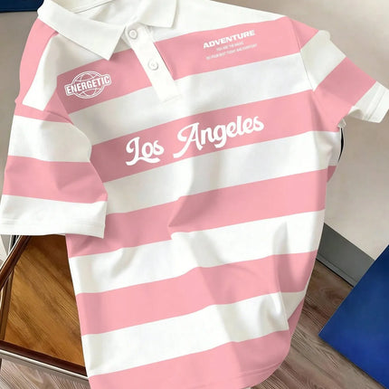 2026 Summer Best-selling Men's Short-Sleeved Polo Shirt with 3D Stripes Pattern Print for Outdoor Sports Leisure and Fashion