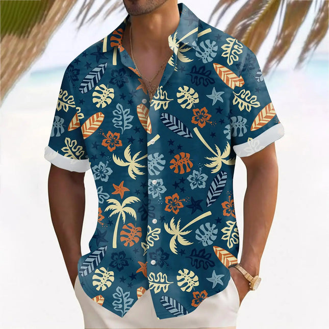 Fashion Holiday Men's Hawaiian Shirt Flower Plant 3D Printed Outdoor Casual Lapel Tops Summer Cool Breathable Short Sleeve Shirt