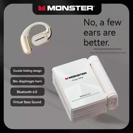 MONSTER AC530 Open Bi-folding Earphones IPX5 Waterproof Bone Bluetooth 6.0 Conduction for Sports and Running Enthusiasts