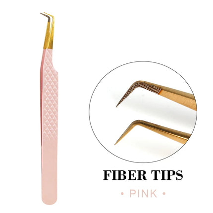 1pc Fiber Tip Tweezers Stainless Steel Straight Curved Nail Tools Volume Eyelash Accurate Tweezers Clip Set Makeup Tools