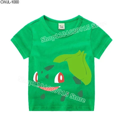 Pokemon Child T-shirt Fashion Clothes Pikachu Print T-Shirts Boutique Kids Clothing Boys Charmander Summer Tops Birthday Gift