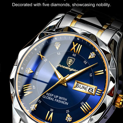 POEDAGAR Luxury Men Wristwatch Waterproof Luminous Date Week Watch For Man Stainless Steel Men's Watches Quartz Male Clock Sport