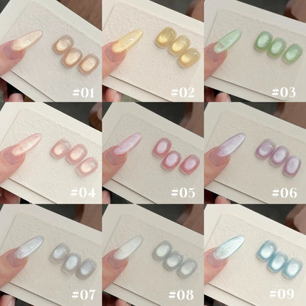12ML 1-12pcs 2026 Autumn Nails Tyndall Whitening Cat Eye Gel Nail Polish Clear Glass Bead Cat Eye Nail Glue Yellow Nails Orange