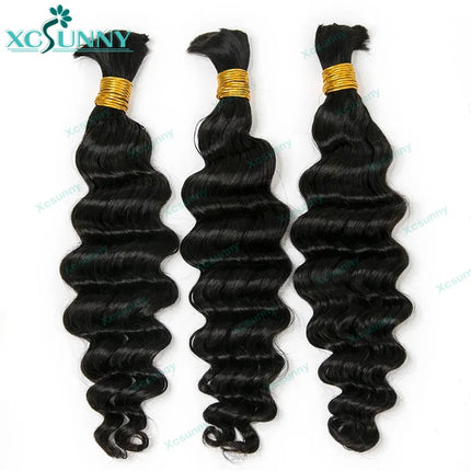 Loose Deep Wave Bulk Braiding Hair Extensions Unprocessed Bulk Human Hair For Boho Braids Wholesale Natural Color 4 30 27