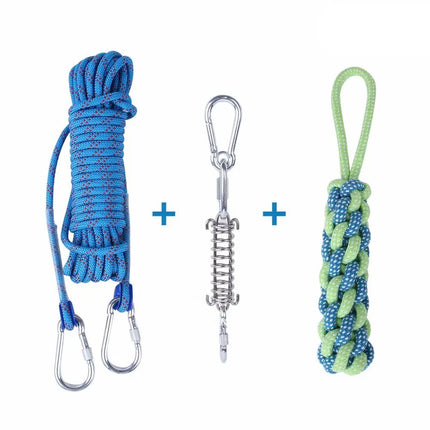 Bite Resistant Dog Spring Pole Toys 5M Cotton Rope Dog Teething Toy Dog Spring Pole Toys Tug Hanging Exercise Cotton Rope