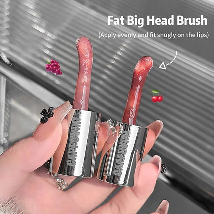 Cappuvini Berry Snow Gradient Lip Gloss Mirror Moisturizing for Plump Lips Long-Lasting Makeup Lip Glaze