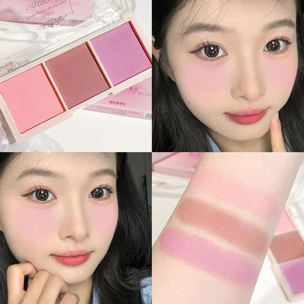 Natural 3 Colors Face Blush Powder Cheek  Cheek Tint Matte Cosmetics Blusher Face Up Make Brightens The appearance And The Color