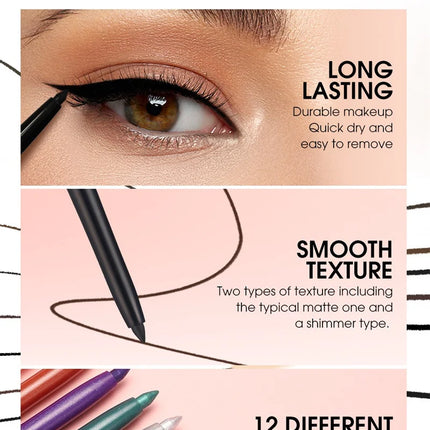 Waterproof Eyeliner Gel Pencil Gold Brown Lying Silkworm Pen Soft Easy Wear High Pigment Matte Eyeliner Lasting Shiny Eye Makeup