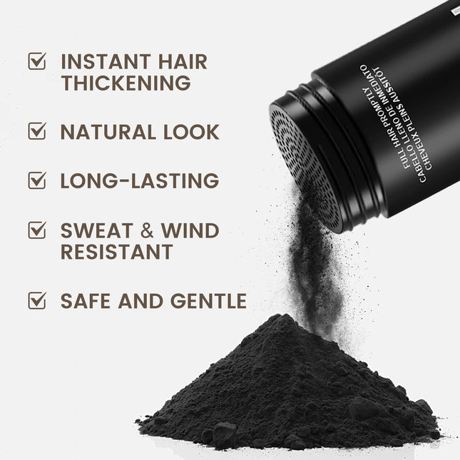 Adglamful Hair Fiber Powder 30g- Instant Thickening, Dense Hair, Wind/Sweat-Proof, 24H Hold, for Thin Hair