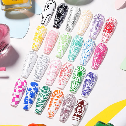 BORN PRETTY 10m Stamping Nail Polish White Black Gold Red Colorful Nail Art Printing Varnish DIY for Nail Plate Design Varnish