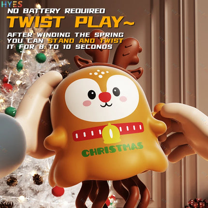 HYES Christmas Wind-up Toys Cute Santa Claus Deer Dancing Clockwork Toy Xmas Party Favors Funny Christmas Gift for Kids Adults