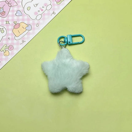 Fluffy Fur Multicolour Star Key Ring Pom Pom Starfish Plush Doll Stars Plush Keyring Soft Fluffy Stars Backpack Pendant