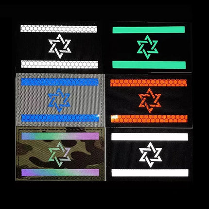 Israeli National Flag Reflective Patches Embroideried Military Uniform Armband Tactical Morale Embroidery Badge Israel Patches