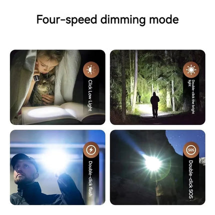 1200LM EDC Handheld Flashlight,USB-C Rechargeable Tactical Zoomable Torch,1000m Long Range,4 Modes for Outdoor Camping Emergency
