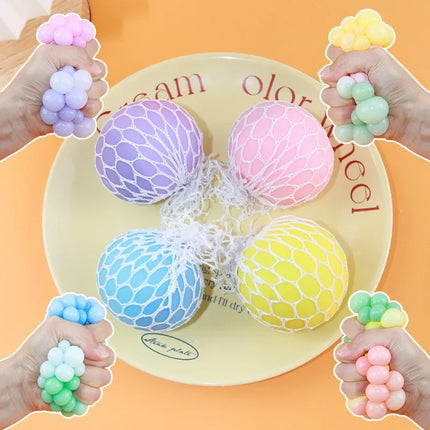 6CM Hand Squeezed Tri Color Flour Grape Tennis Ball Decompression Toy TPR Sticky Slow Rebound Adult Pressure Ball Gift