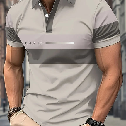 2026 Summer New Style Men's Short-Sleeved Polo Shirt with 3D Letter Pattern Print for Street Casual Fashion and Breathability