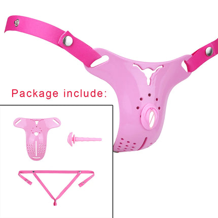 LEZEE Resin Chastity Cages Urethral Lock Device With Chastity Belt Male Gay Hollow Cock Lock Restraint Vaginal Pants Cage