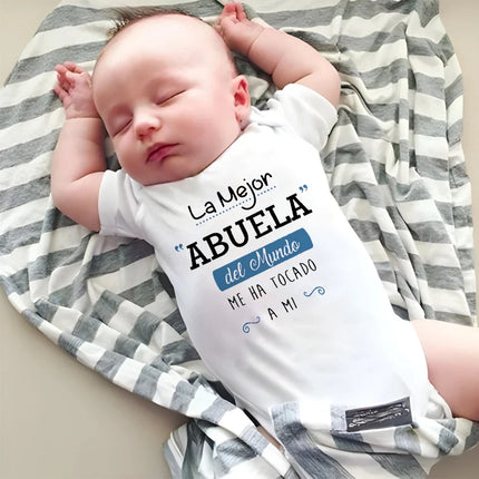 The Best Grandmother in The World Moved Me Print Newborn Bodysuit Baby Summer Romper Toddler Short Sleeve Jumpsuit Infant Outfit