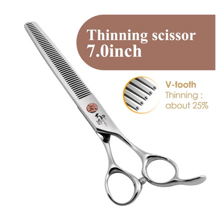 Fenice Japanese Steel 7 Inch Professional Pet Dogs Grooming Scissors Kit Straight&Curved &Thinner&Chunker&Fluffy Shear Scissors