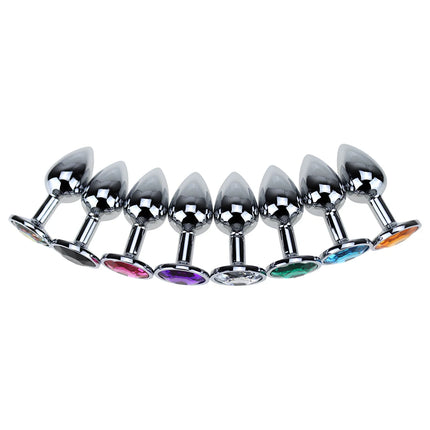 Metal anal plug sex toy round anal trainer gemstone anal massage adult products suitable for gay or male and female masturbation